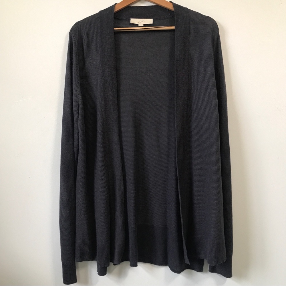 Ann Taylor LOFT Graphite Knit Cardigan, Size L